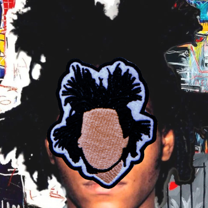 Twisted Crown Portrait Embroidered Patch | Neo-Expressionist Street Art Iron-On | Black Art Culture Patch for Jackets, Bags & Clothing