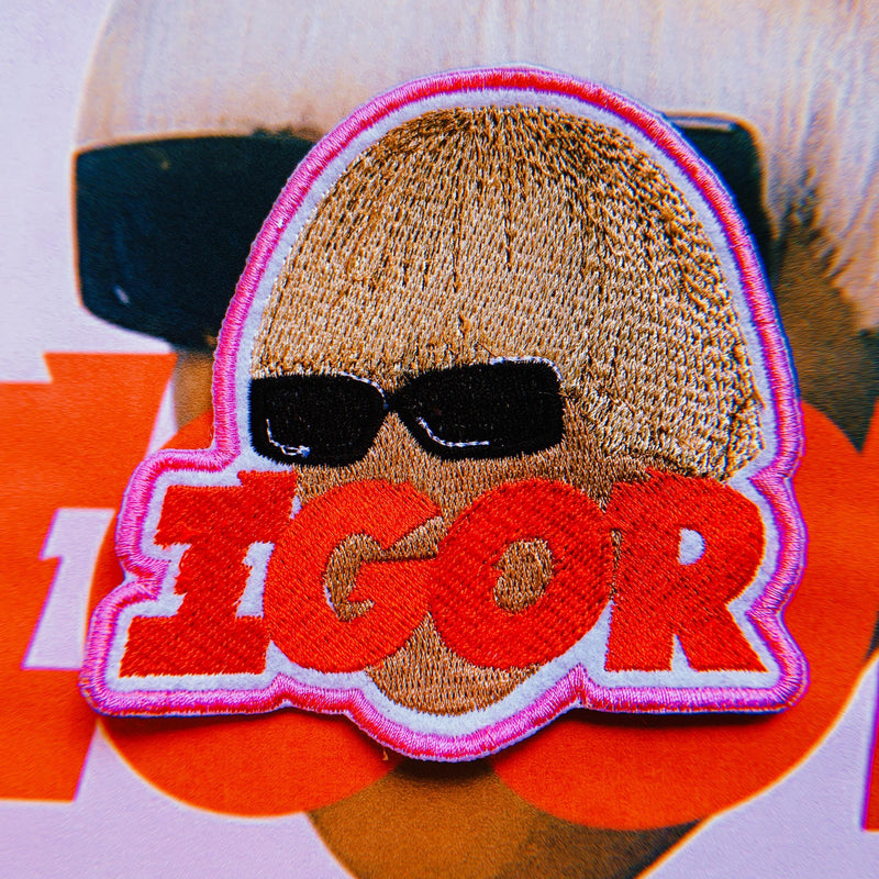 Pink Suit Blonde Wig Alter Ego Embroidered Patch | Experimental Hip Hop Art Iron-On | Fun Pop Culture Patch for Jackets, Bags & Clothing