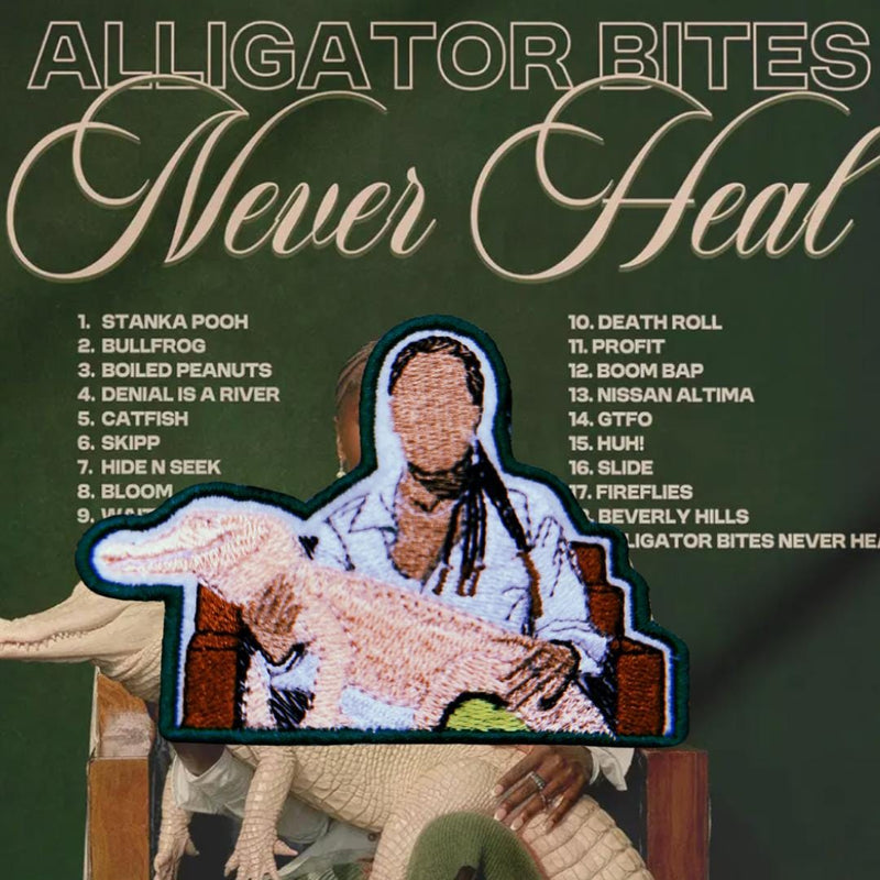 Gator Mouth Never Heals Embroidered Patch | Hip Hop Album Art Iron-On | Black Music Art Patch for Jackets & Bags